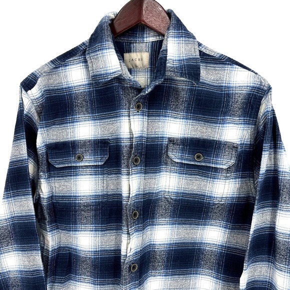 Jachs Flannel Shirt LOT‎ Blue & Red Plaid Cotton Button-Up Mens Medium - Picture 9 of 12